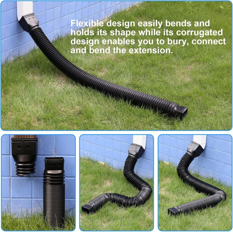 plusgutter Black 1-Pack Rain Gutter Downspout Extensions Flexible, Drain Downspout Extender,Down Spout Drain Extender, Gutter Connector Rainwater Drainage,Extendable from 21 to 68 Inches - Image 4